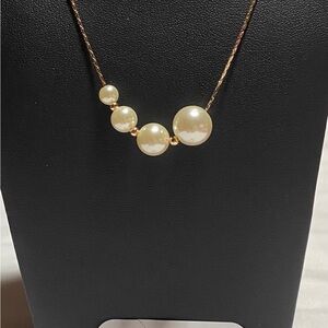 Elegant Gold Pearl Necklace and Earring Combo
